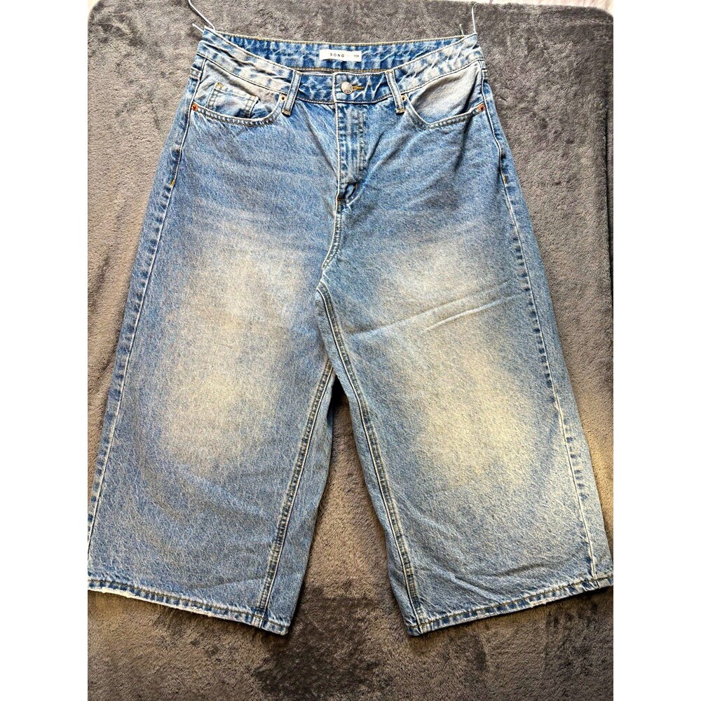 S.O.N.G Size 7/28 Denim Jean Short|Jorts|90’s Style|Baggy Y2K|Light Wash|Grunge